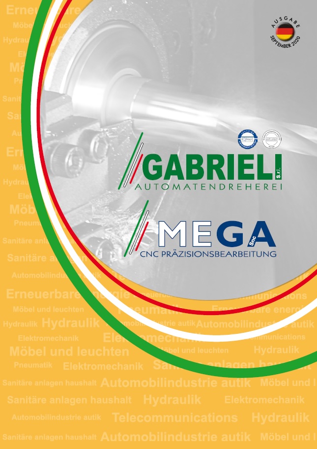 Unternehmensbroschuere Praezisionsdreherei Gabrieli Vestone Brescia in Italien Ihr Partner fuer Messing und Aluminium Drehteile und Fraesteile nach Zeichnung